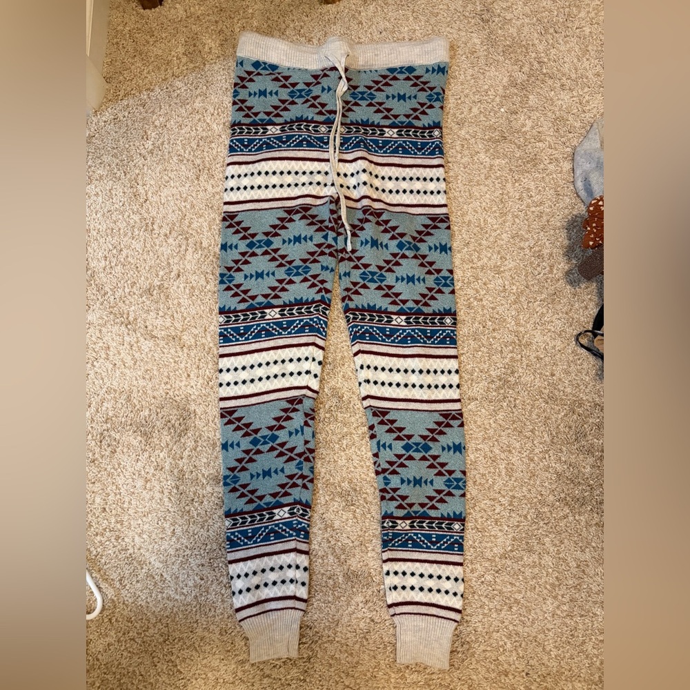 American Eagle Outfitters Tribal Pattern Leggings - Blue, Cream, Maroon